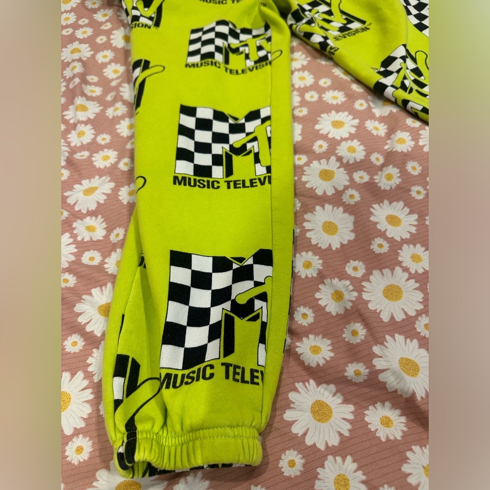 Dumbgood MTV Neon Green Checkered sweatpants - Picture 4 of 12